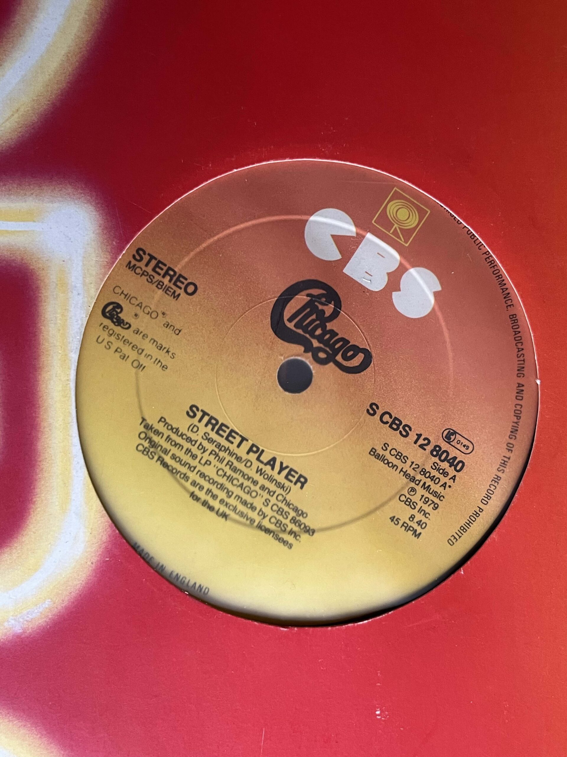 Chicago, Street Player / Window Dreamin’ (1979, S CBS 12 8040), 12", VG+/EX - Image 2