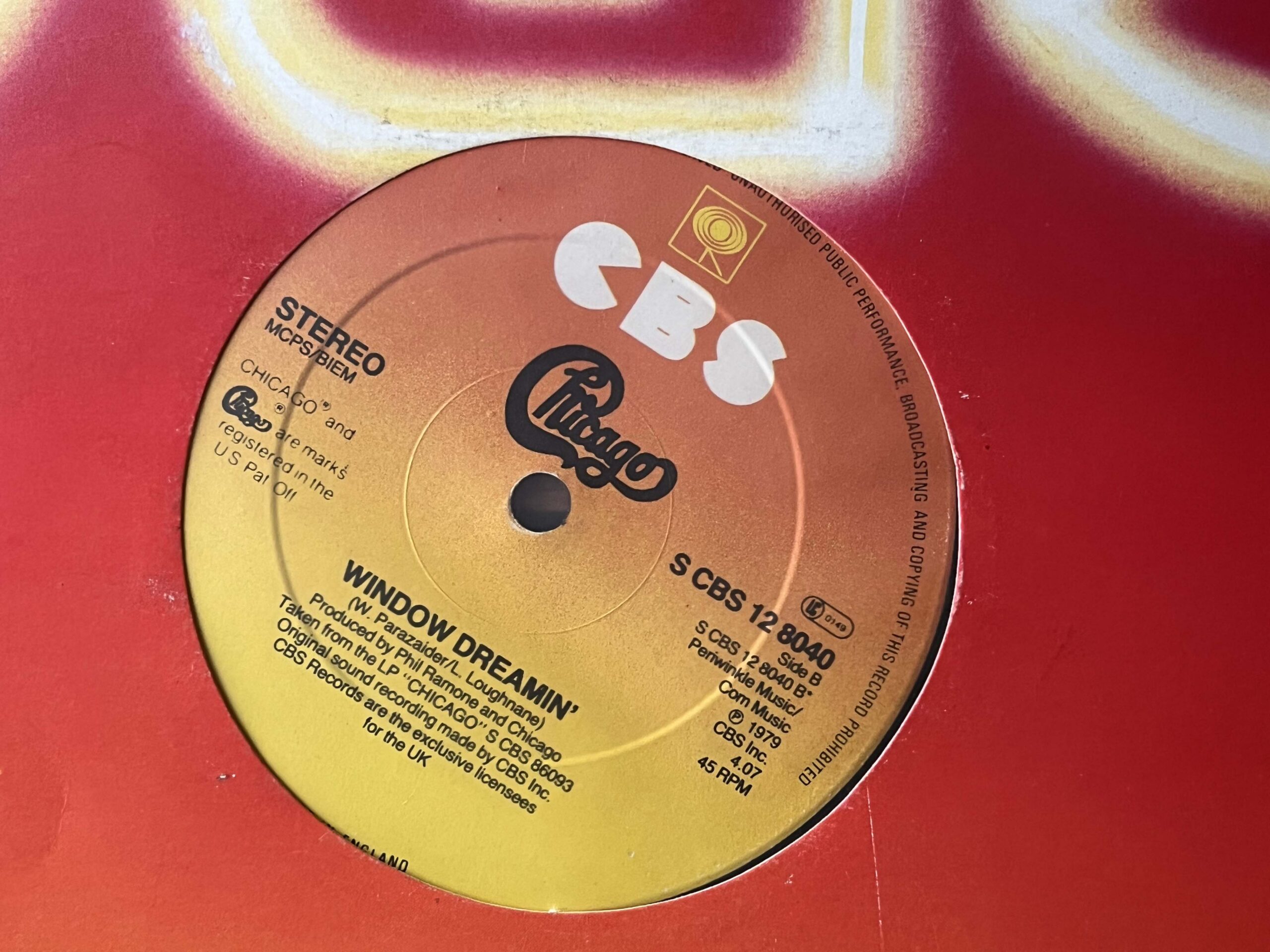 Chicago, Street Player / Window Dreamin’ (1979, S CBS 12 8040), 12", VG+/EX - Image 3