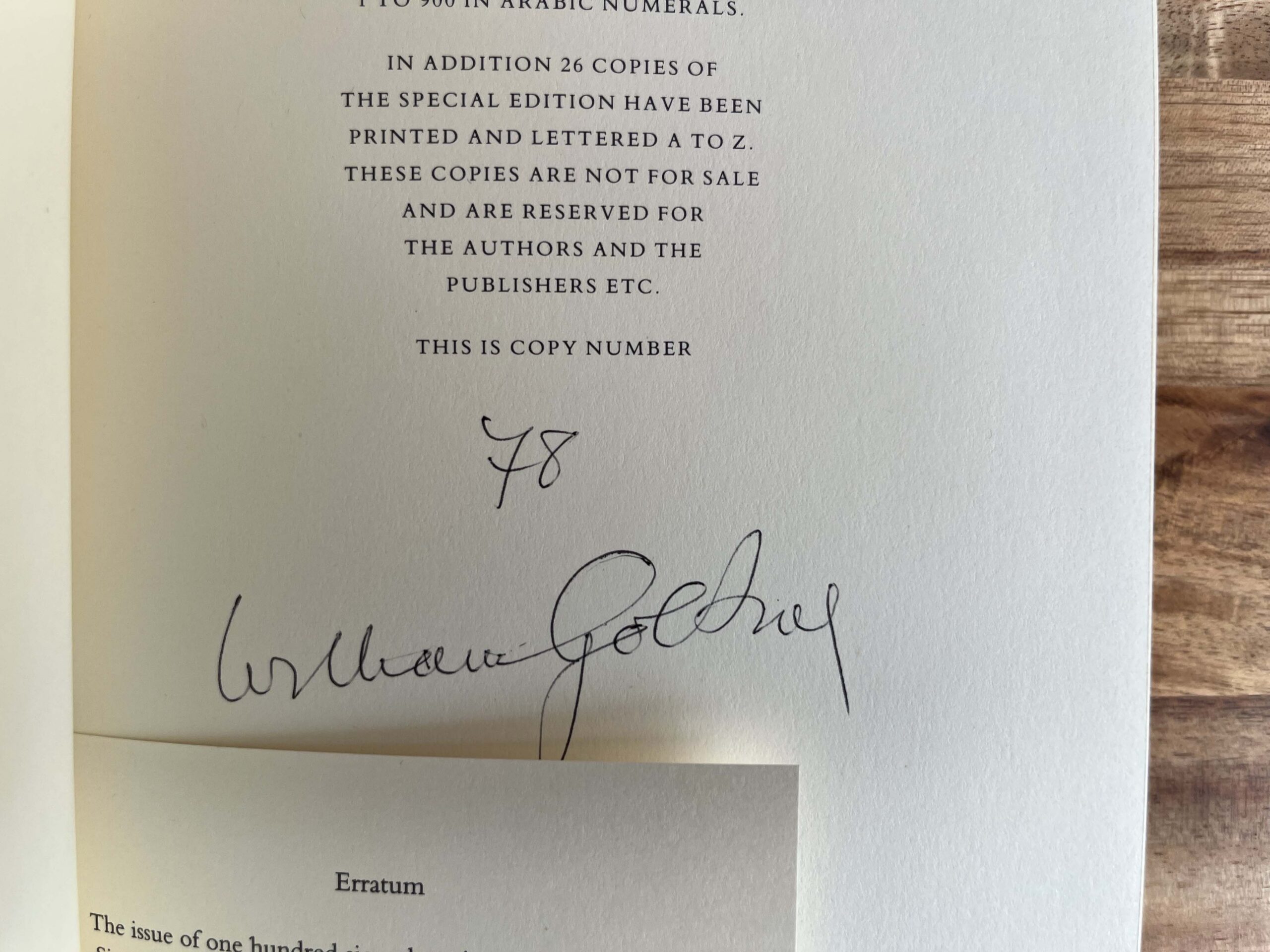 William Golding Signed Limited Edition, A Bibliography 1934–1993, No. 78/100 - Image 2